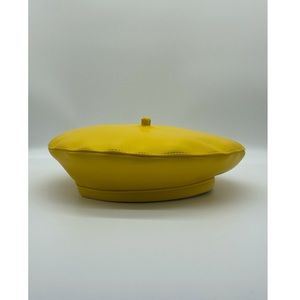 Yellow Faux Leather Beret